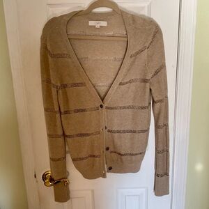 LOFT Women's Tan and Metallic Cardigan